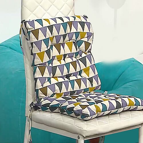 Set of 2 - Triangular Pattern Square Chair Pad (Size 40x40cm) - Multi