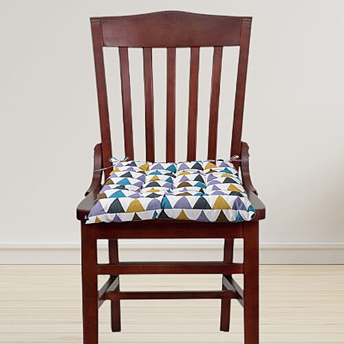 Set of 2 - Triangular Pattern Square Chair Pad (Size 40x40cm) - Multi