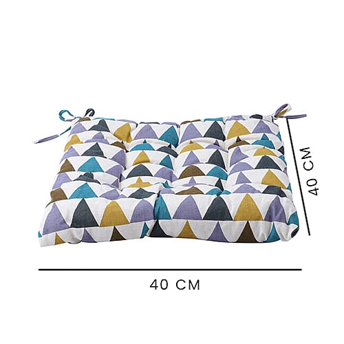 Set of 2 - Triangular Pattern Square Chair Pad (Size 40x40cm) - Multi