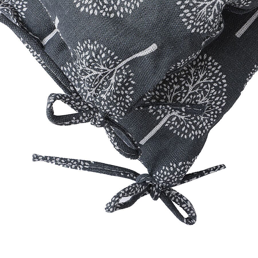 Set of 2 - Tree Pattern Square Chair Pad (Size 40 cm) - Dark Grey
