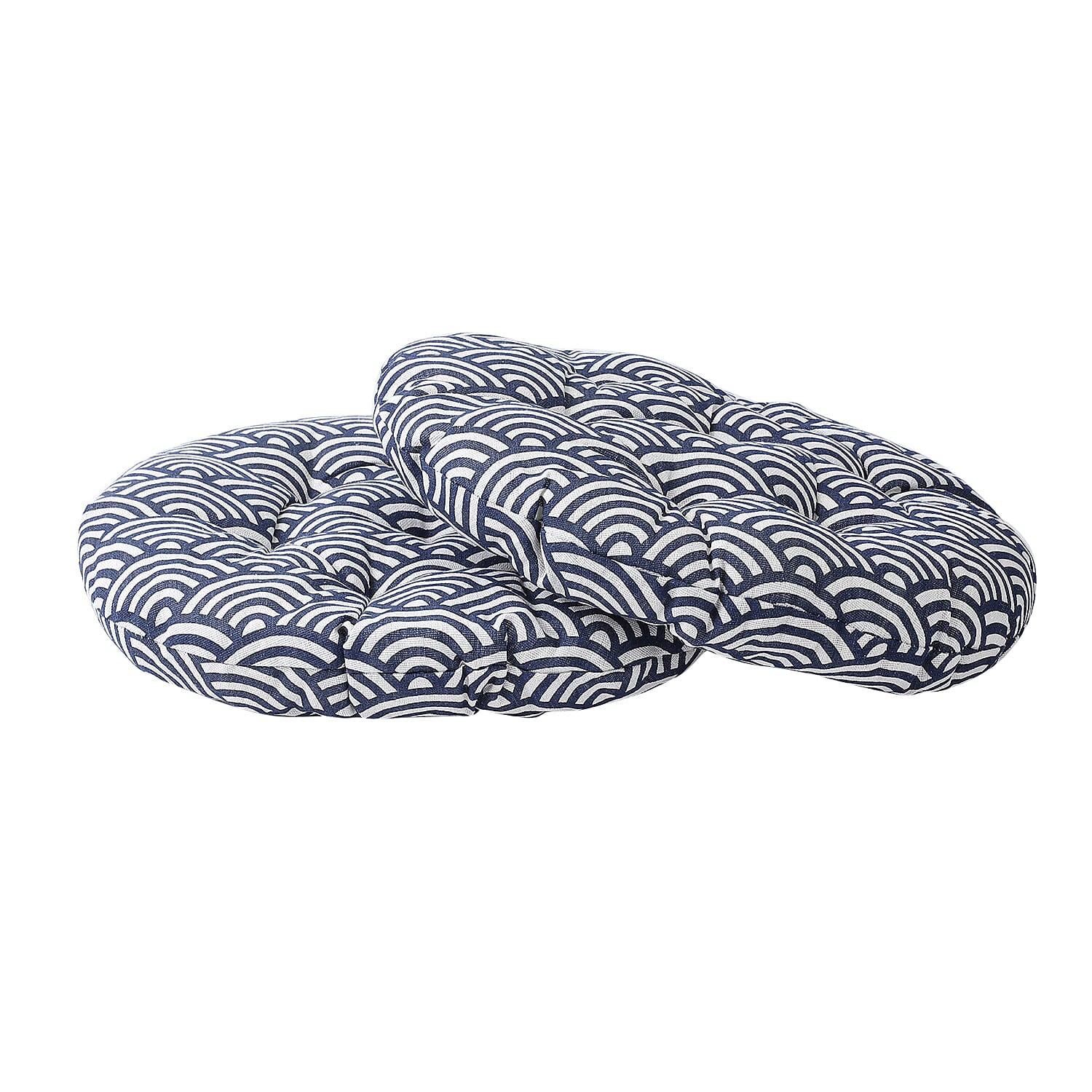 Set of 2 - Chevron Pattern Round Chair Pad (Diameter: 40cm) - Dark Grey