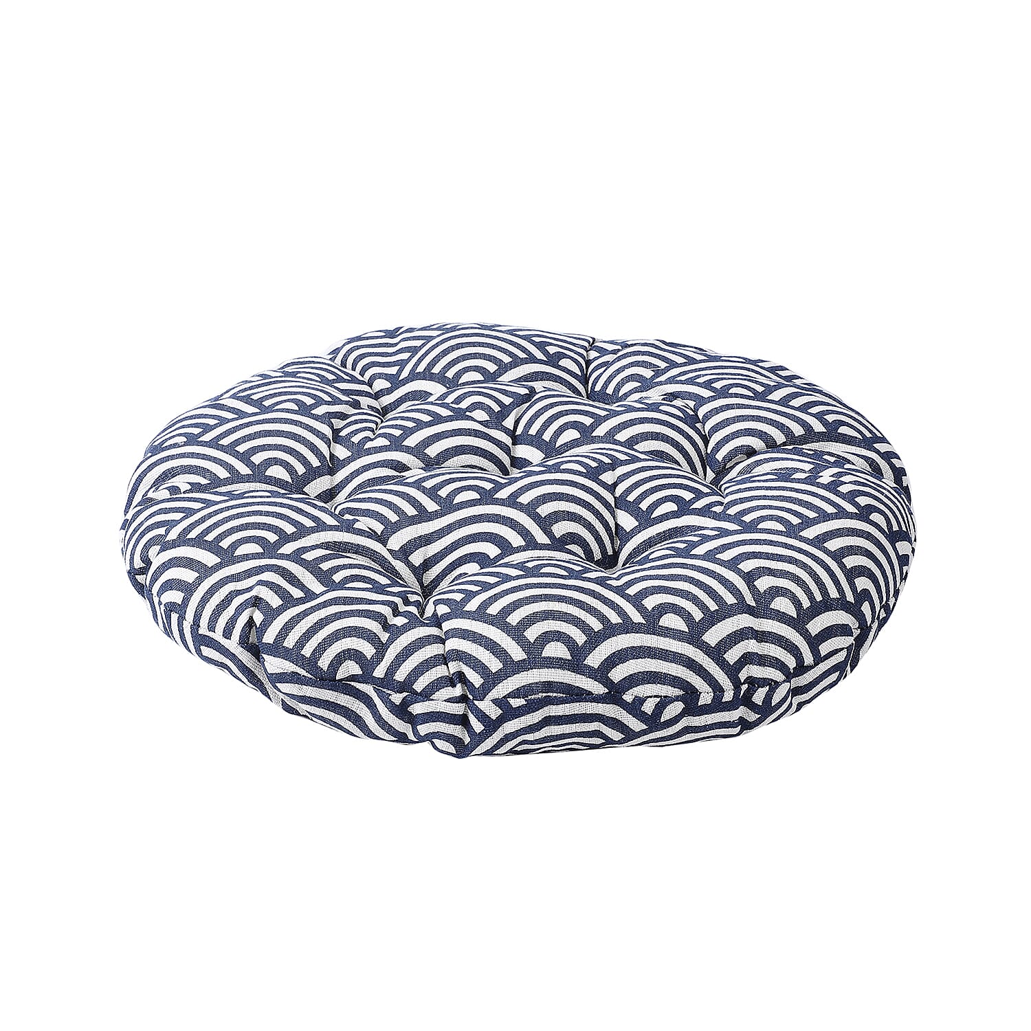 Set of 2 - Chevron Pattern Round Chair Pad (Diameter: 40cm) - Dark Grey