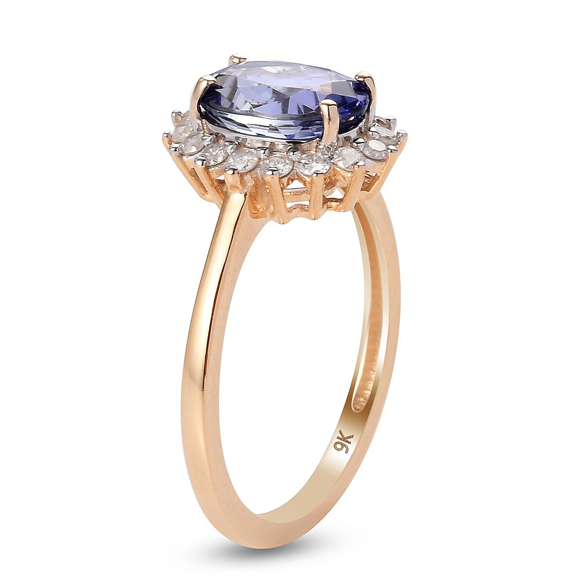 9K Yellow Gold Peacock Tanzanite and Diamond Ring 2.300 Ct.