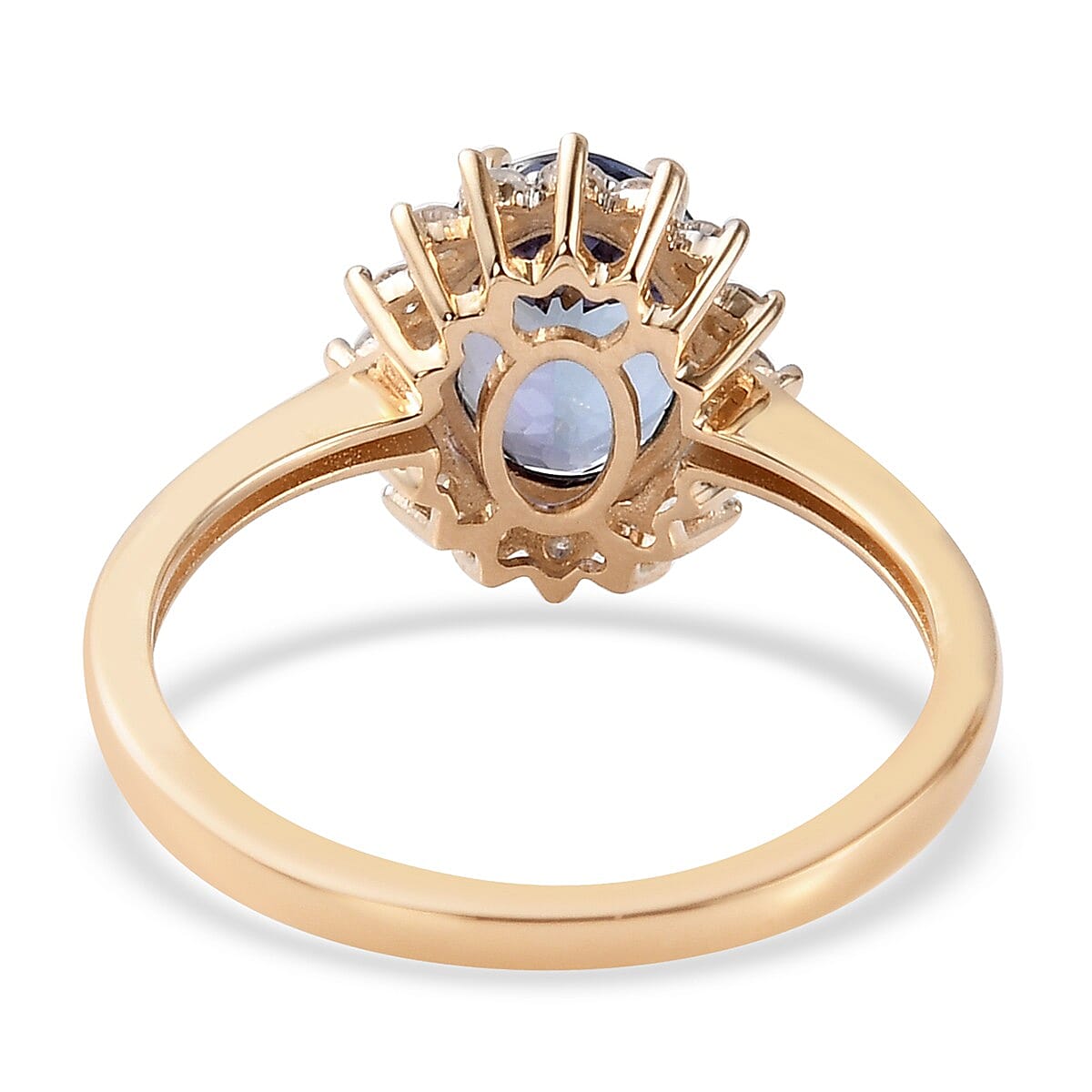 9K Yellow Gold Peacock Tanzanite and Diamond Ring 2.300 Ct.