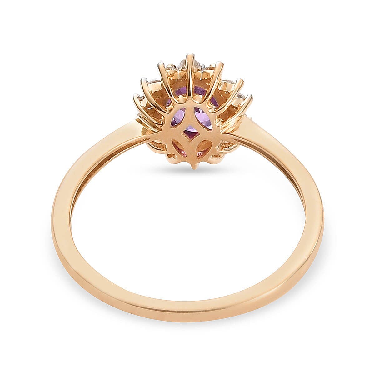 9K Yellow Gold Purple Sapphire and Diamond Ring 1.00 Ct.