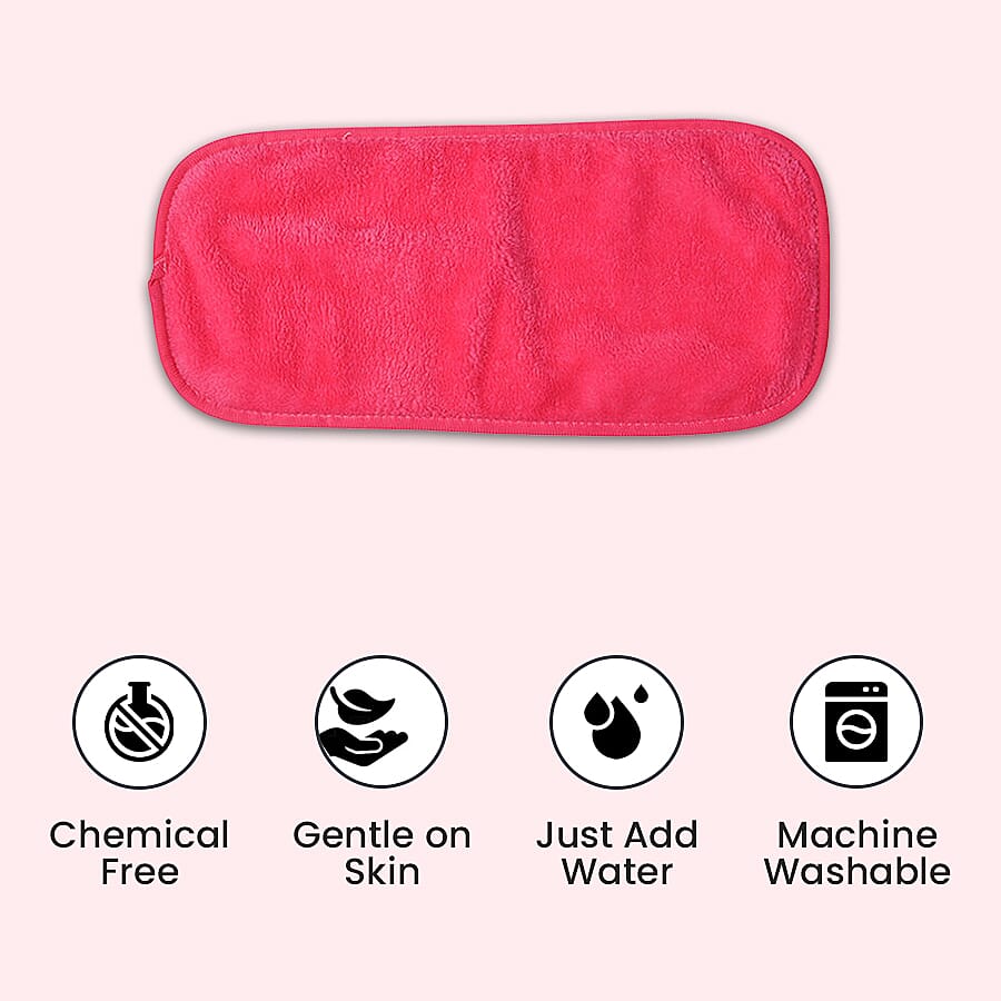 Set of 4 - Reusable Makeup Remover Wipes (Size 40x17Cm) - Pink, Purple, Sky Blue and Grey
