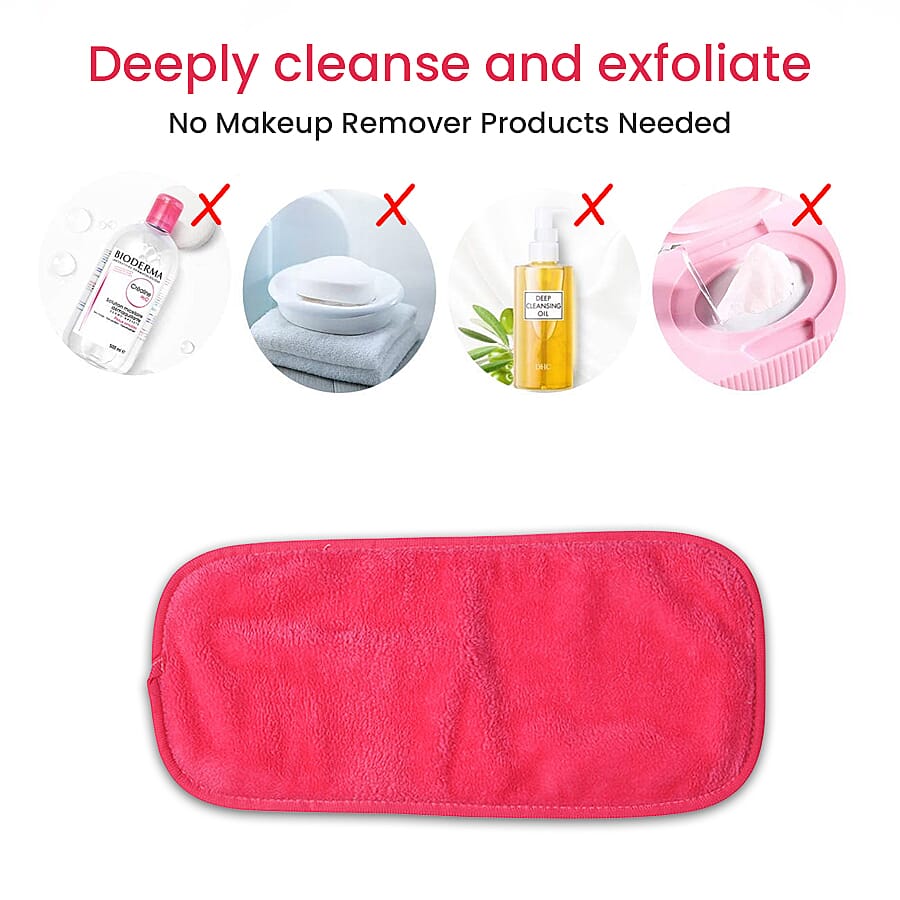 Set of 4 - Reusable Makeup Remover Wipes (Size 40x17Cm) - Pink, Purple, Sky Blue and Grey