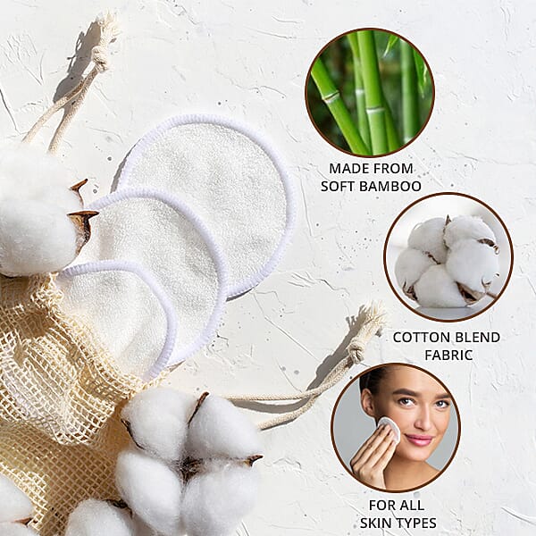 Set of 16 - Reusable Cleaning Makeup Pads - White