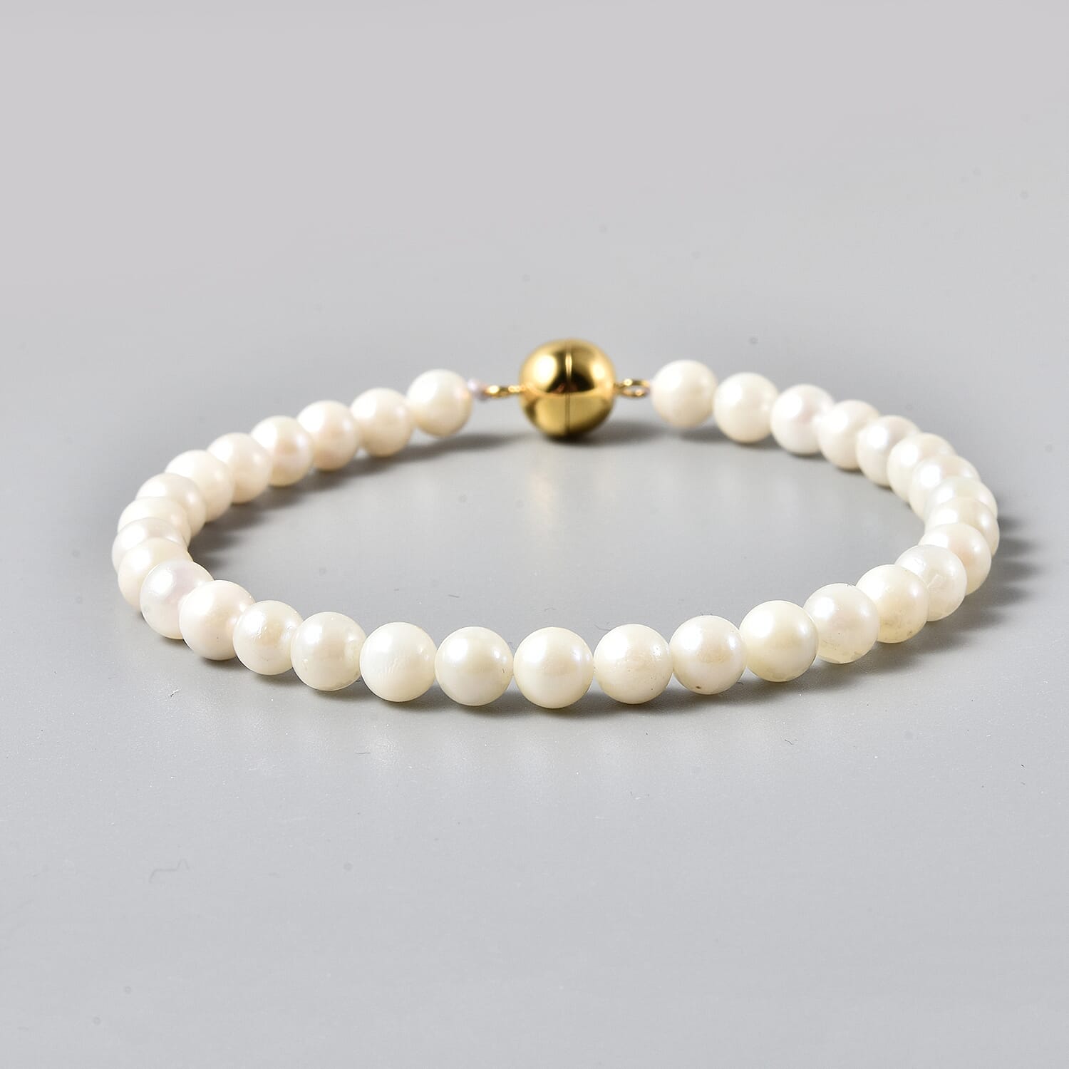 Japanese Akoya Pearl Necklace (Size - 18) with Magnetic Lock in Yellow Gold Overlay Sterling Silver