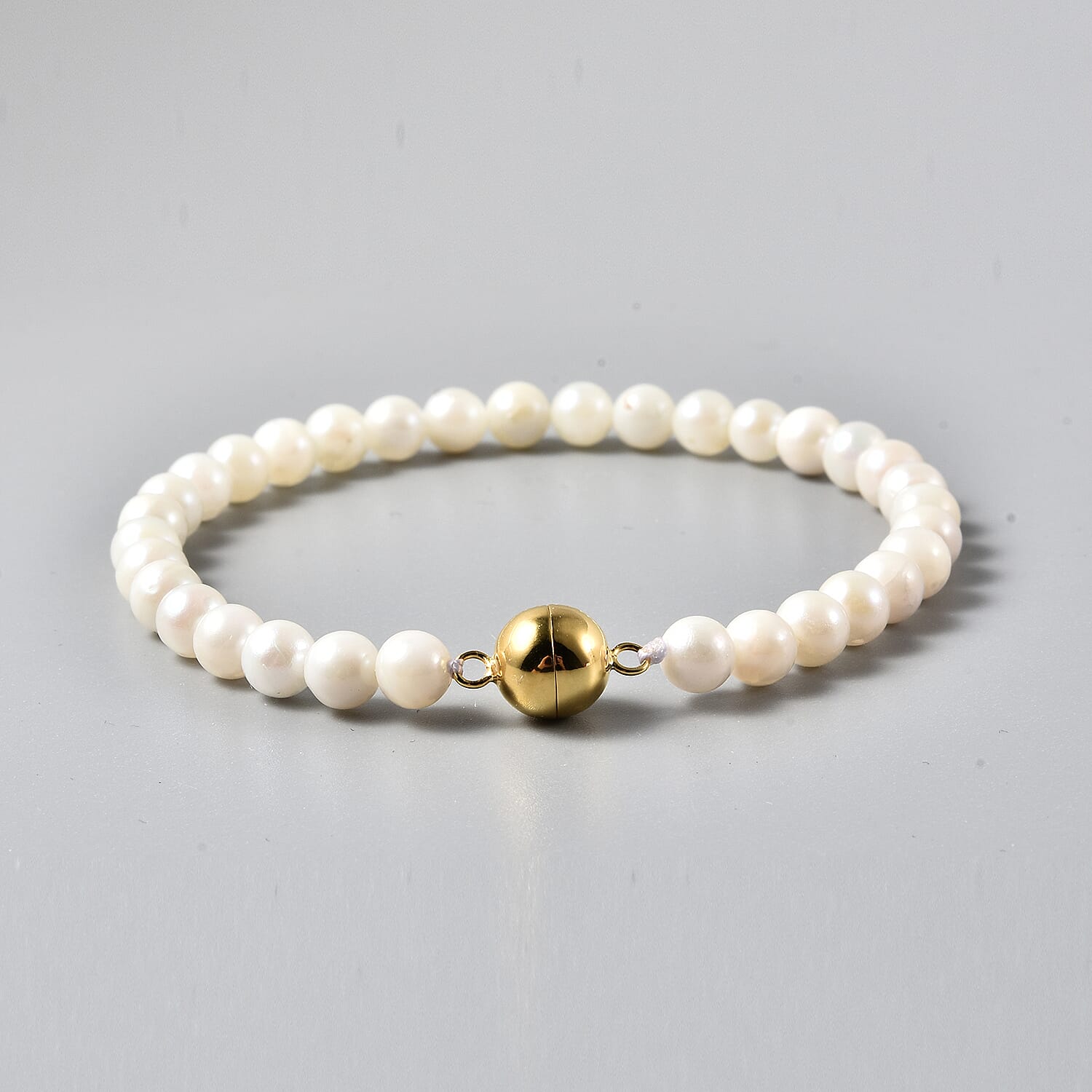 Japanese Akoya Pearl Necklace (Size - 18) with Magnetic Lock in Yellow Gold Overlay Sterling Silver