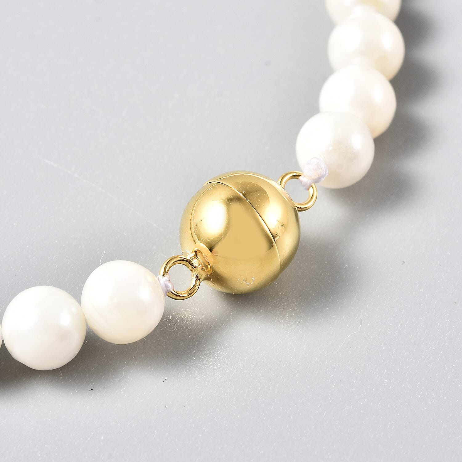 Japanese Akoya Pearl Necklace (Size - 18) with Magnetic Lock in Yellow Gold Overlay Sterling Silver