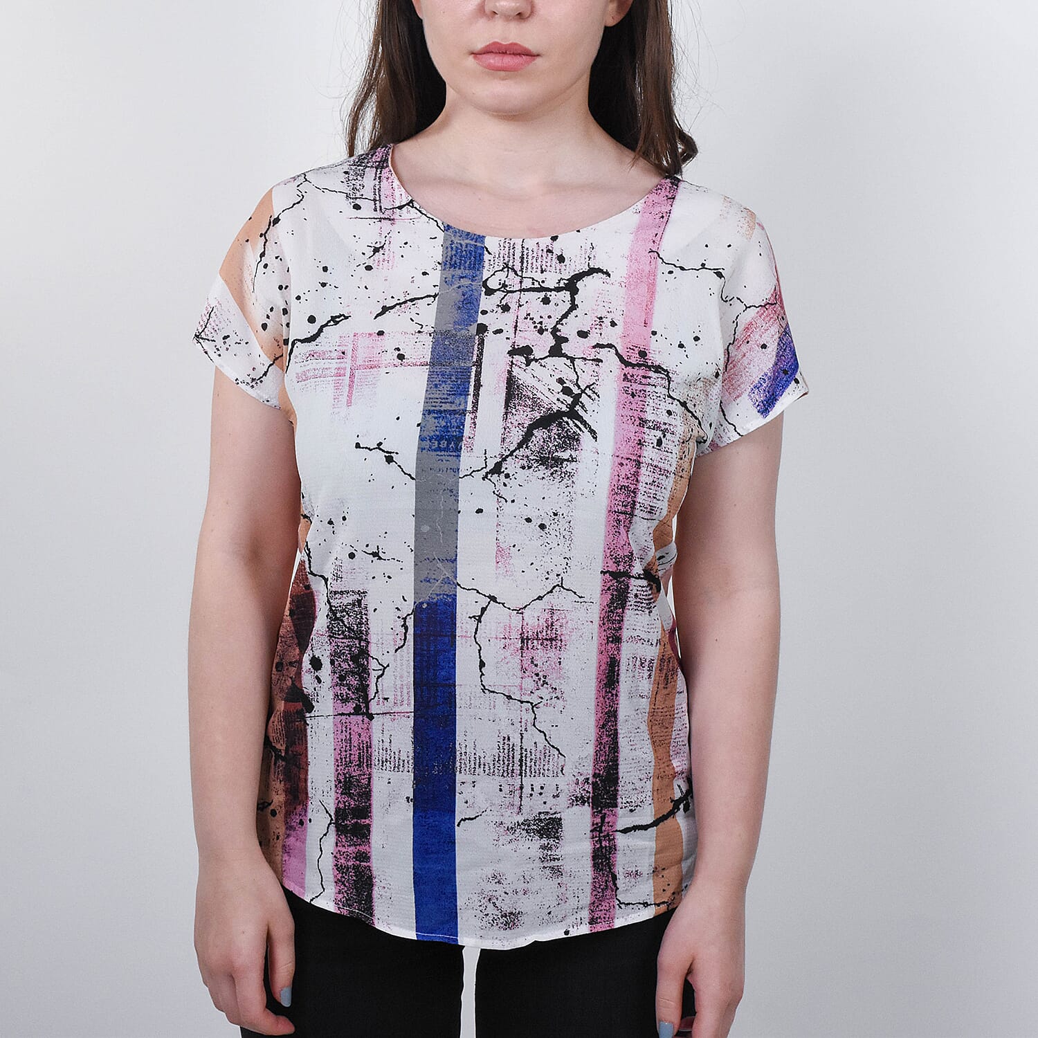 JOVIE Low Sleeve Blouse - Black & Multi