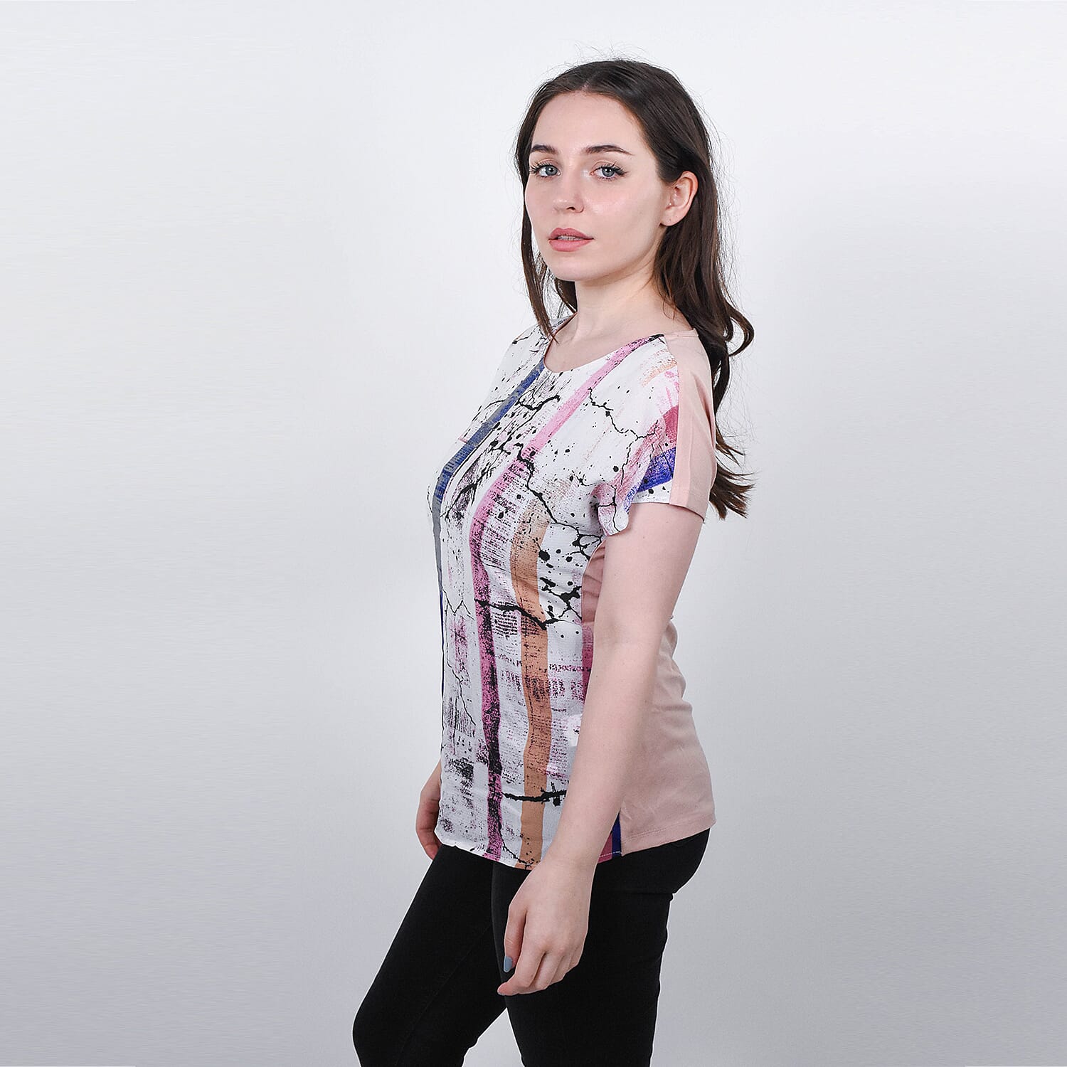 JOVIE Low Sleeve Blouse (Size M-L - 10-12) - Peach & Multi