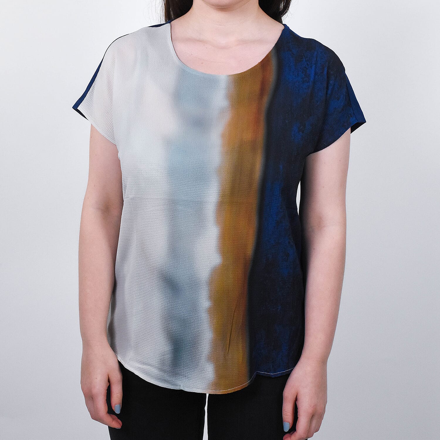 JOVIE Low Sleeve Blouse - Black & Multi