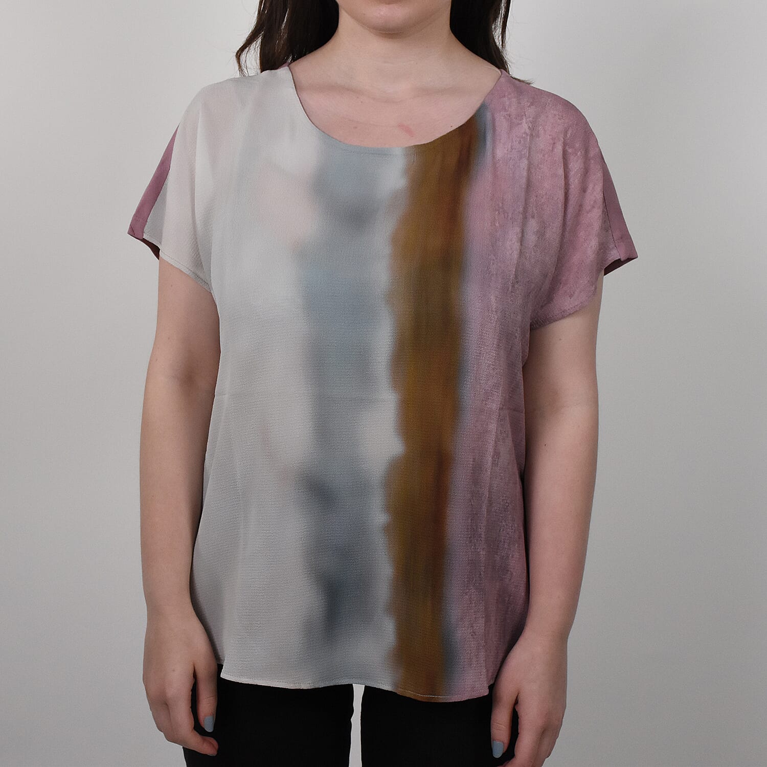 JOVIE Low Sleeve Blouse - Navy & Multi