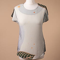 JOVIE Leaf Pattern Low Sleeve Blouse (Size S / 8) - Khaki