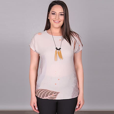 JOVIE Leaf Pattern Low Sleeves Blouse (Size S-M - 8-10) - Mink