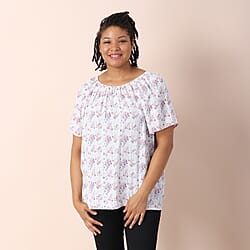 JOVIE Viscose Floral Pattern Blouse - White and Multi
