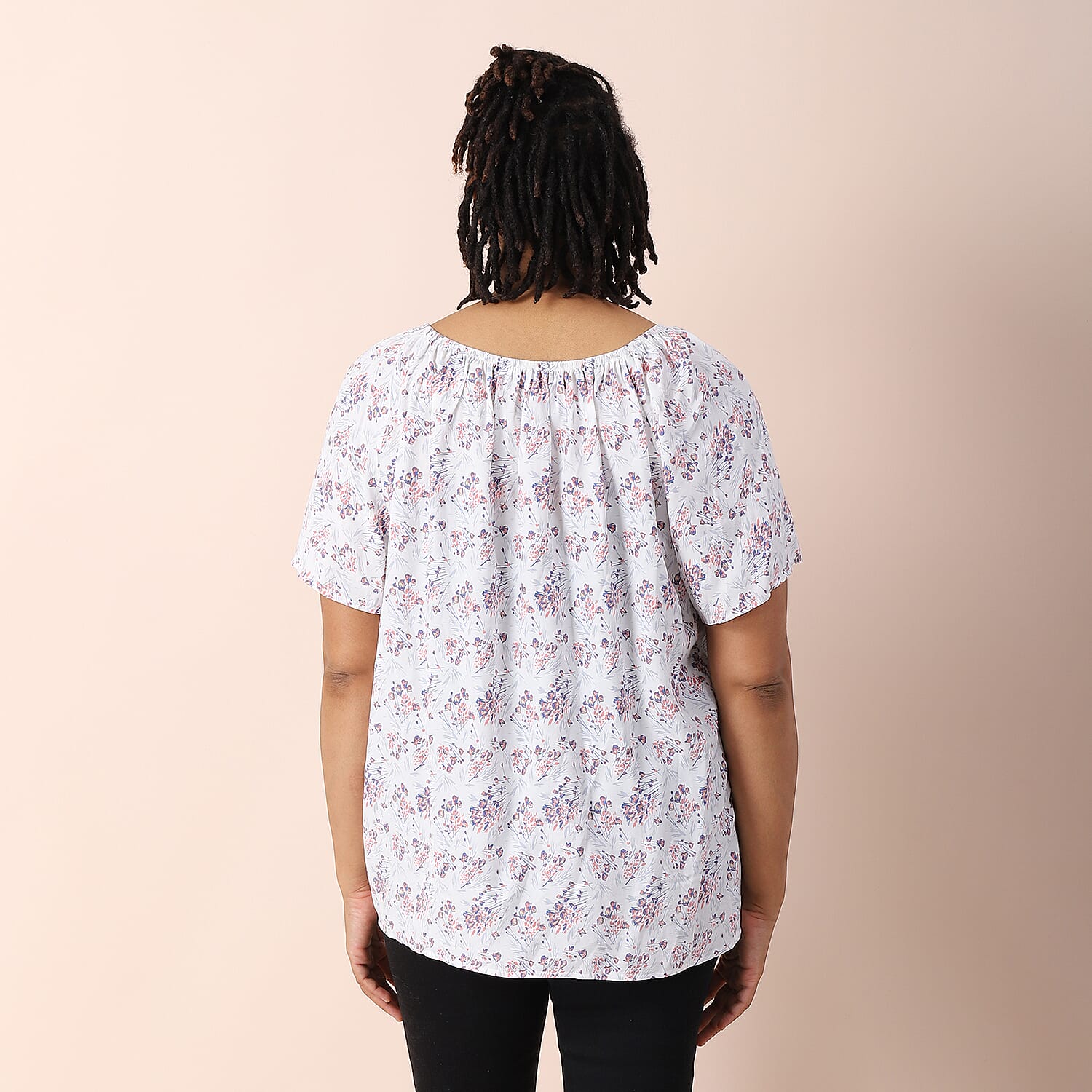 JOVIE Viscose Floral Pattern Blouse - White and Multi