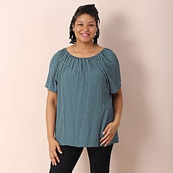 JOVIE 100% Viscose Polka Dot Pattern Blouse (Size:S,68X56Cm) - Green