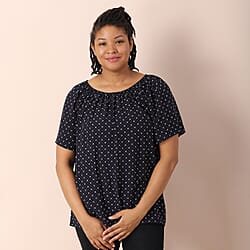 JOVIE 100% Viscose Floral Pattern Blouse (Size:S,68X56Cm) - Black