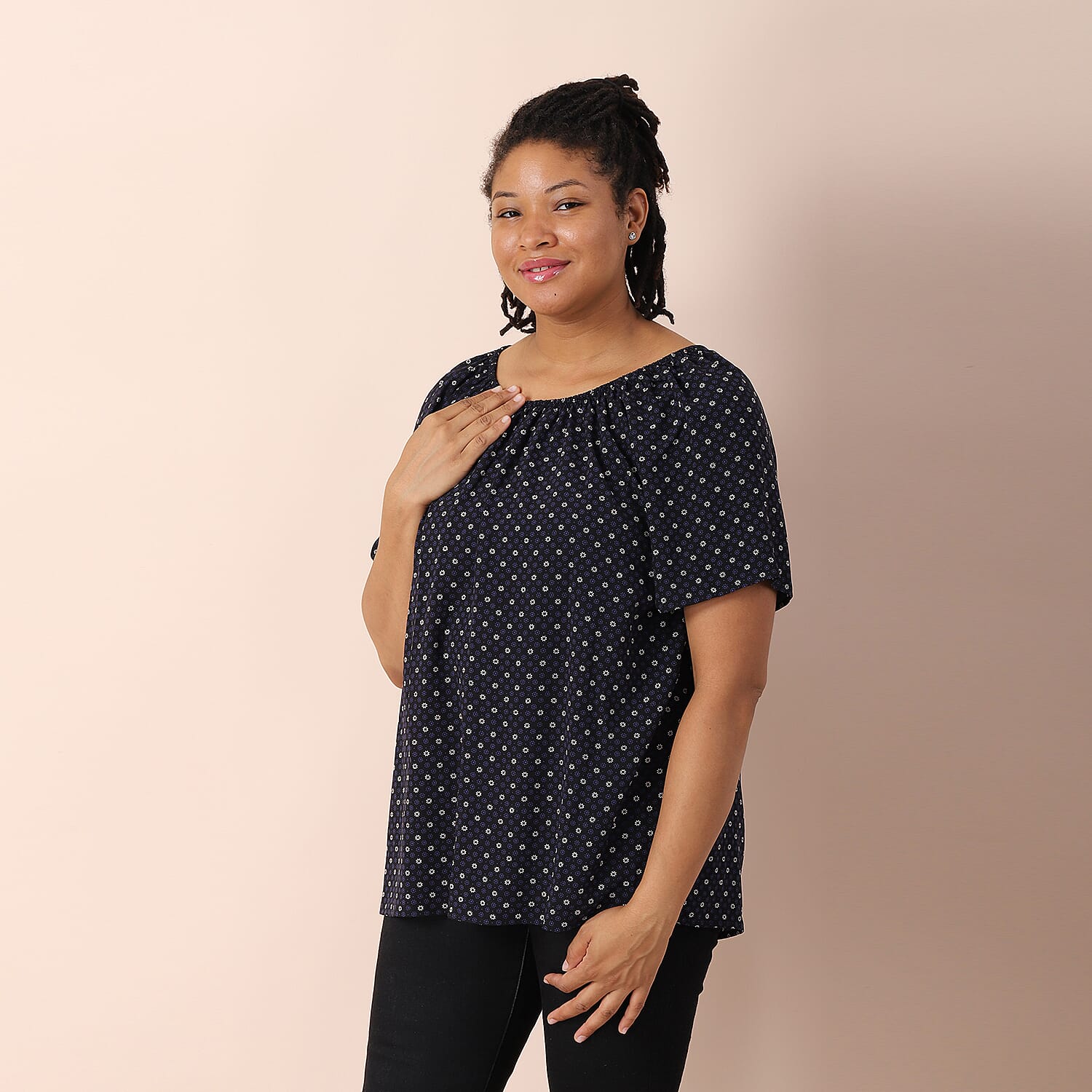 JOVIE Viscose Floral Pattern Blouse - White and Multi