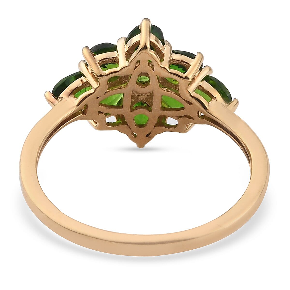 Chrome Diopside Cluster Ring in 14K Gold Overlay Sterling Silver 1.70 Ct.