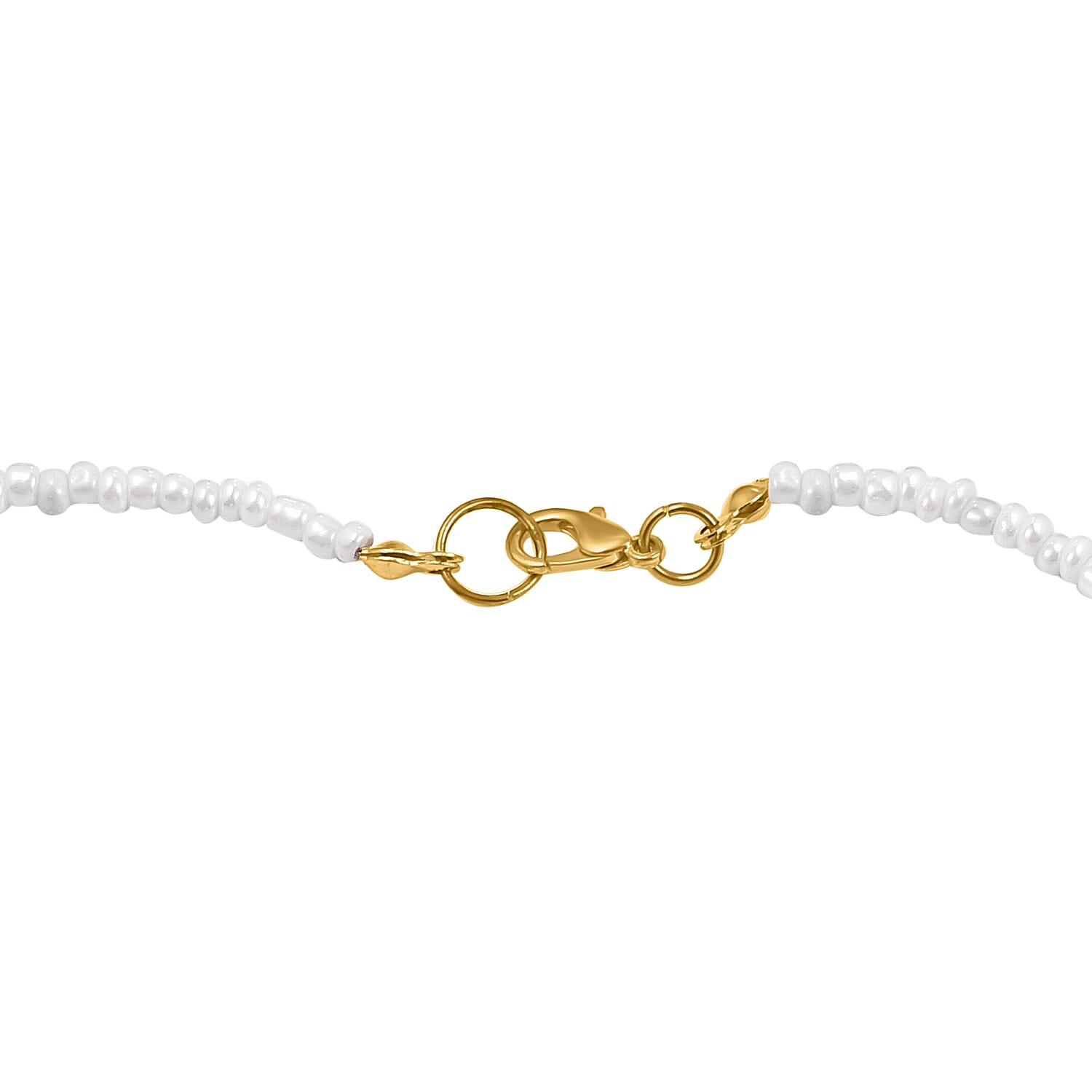 2 Piece Set - White Shell Pearl Pendant with Necklace (Size 22) and Earrings in Yellow Tone