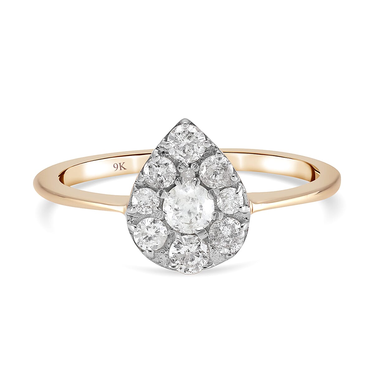 9K Yellow Gold SGL Certified Diamond (G-H) Ring 0.50 Ct.