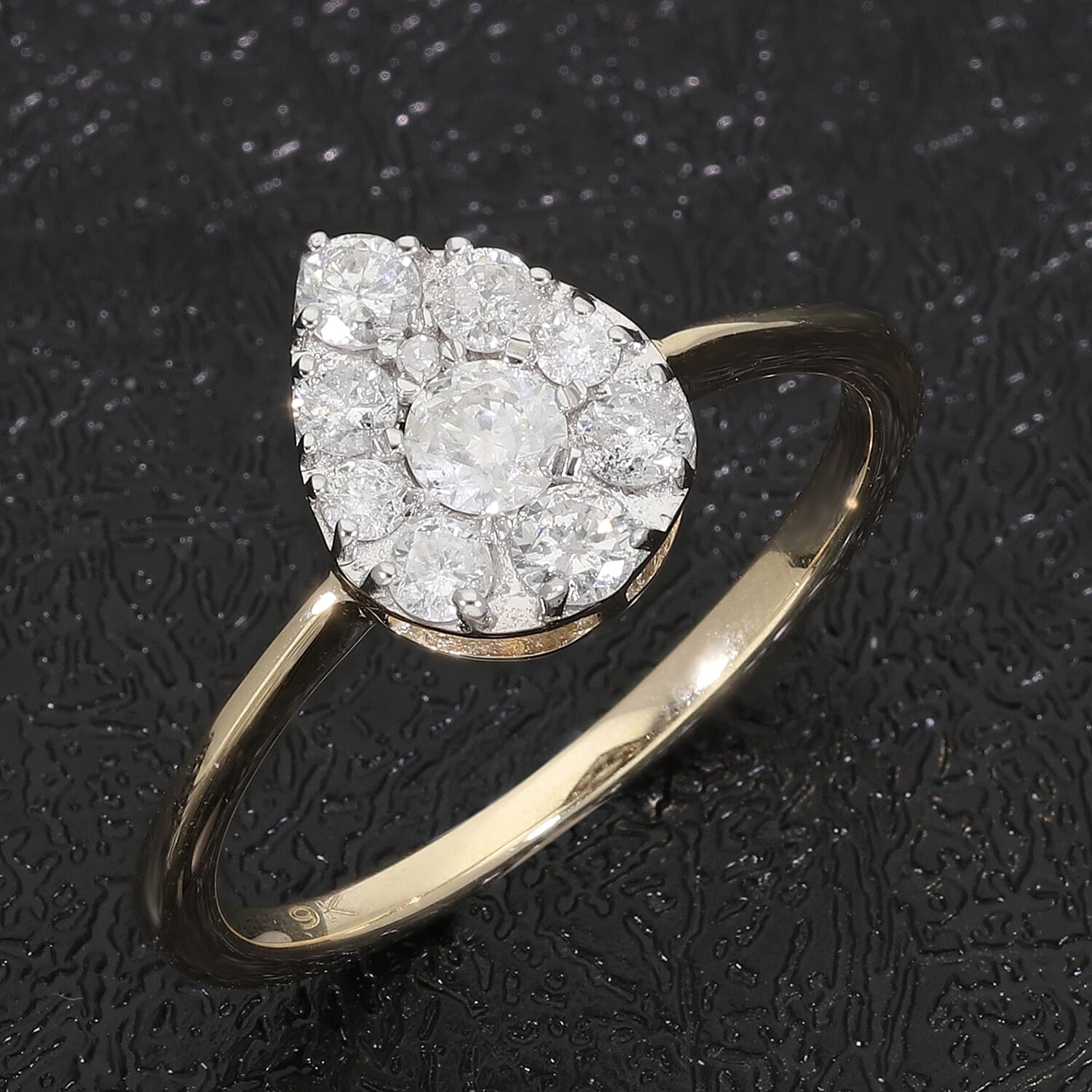 9K Yellow Gold SGL Certified Diamond (G-H) Ring 0.50 Ct.