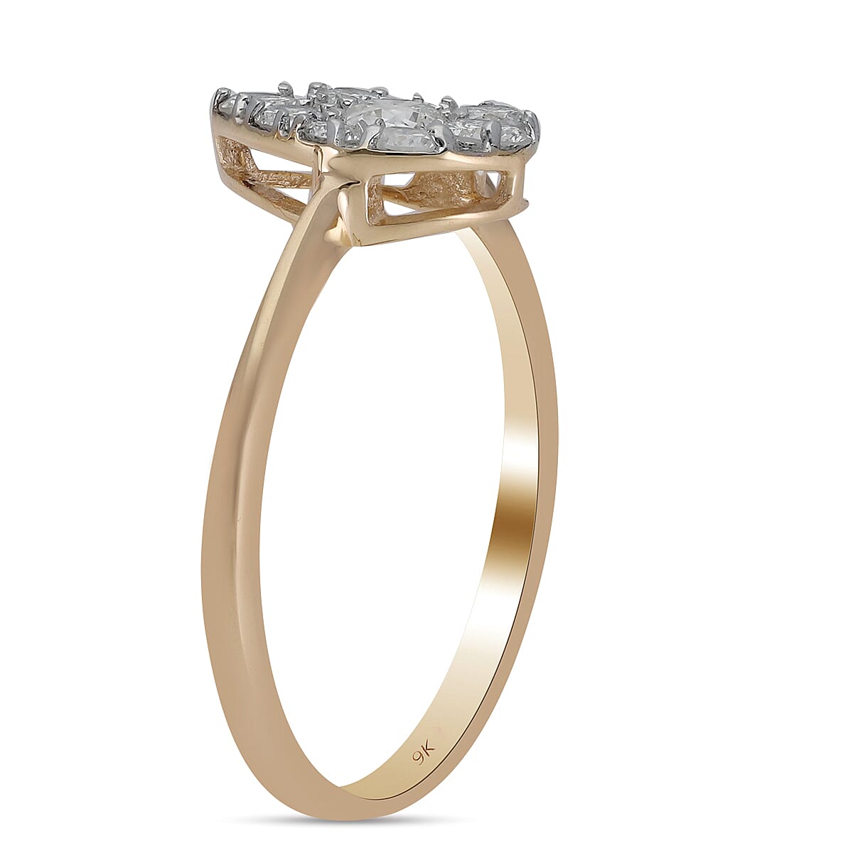 9K Yellow Gold SGL Certified Diamond (G-H) Ring 0.50 Ct.