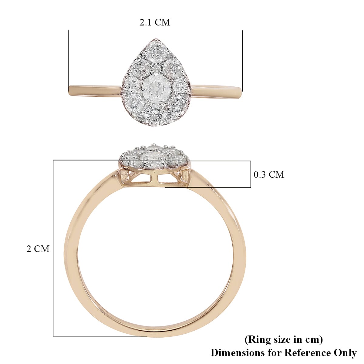 9K Yellow Gold SGL Certified Diamond (G-H) Ring 0.50 Ct.