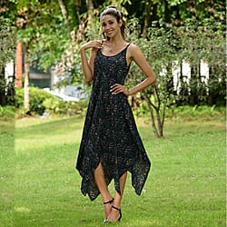 LA MAREY 100% Viscose Leopard Pattern Slip Dress (Size:S,72x50Cm) - Green