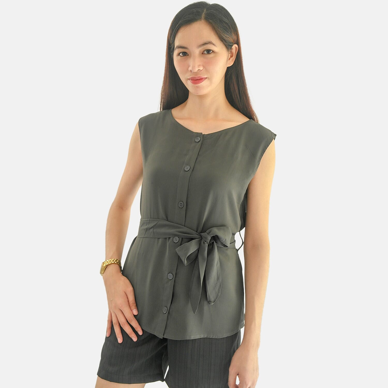 Women Sleeves Top (Size M) - Grey