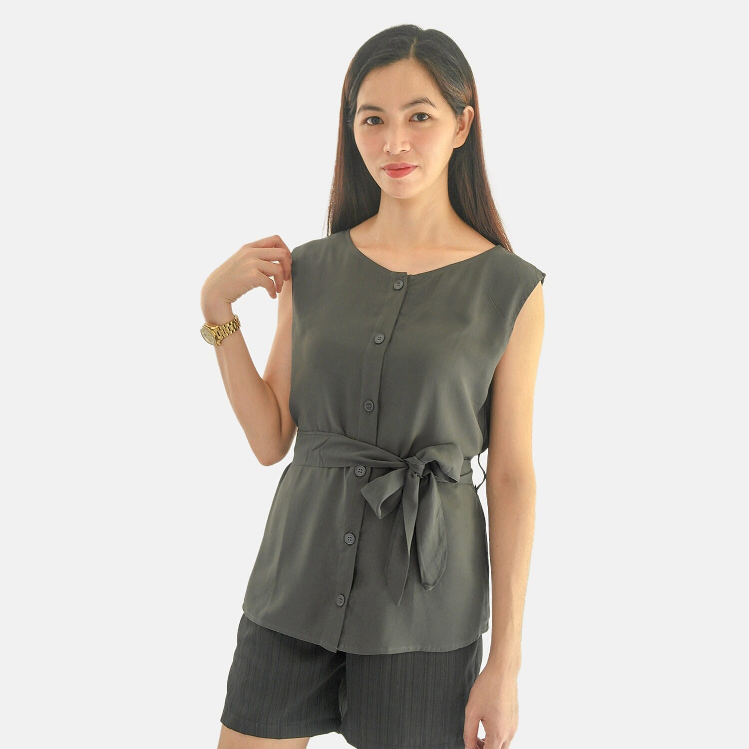 Women Sleeves Top (Size M) - Grey