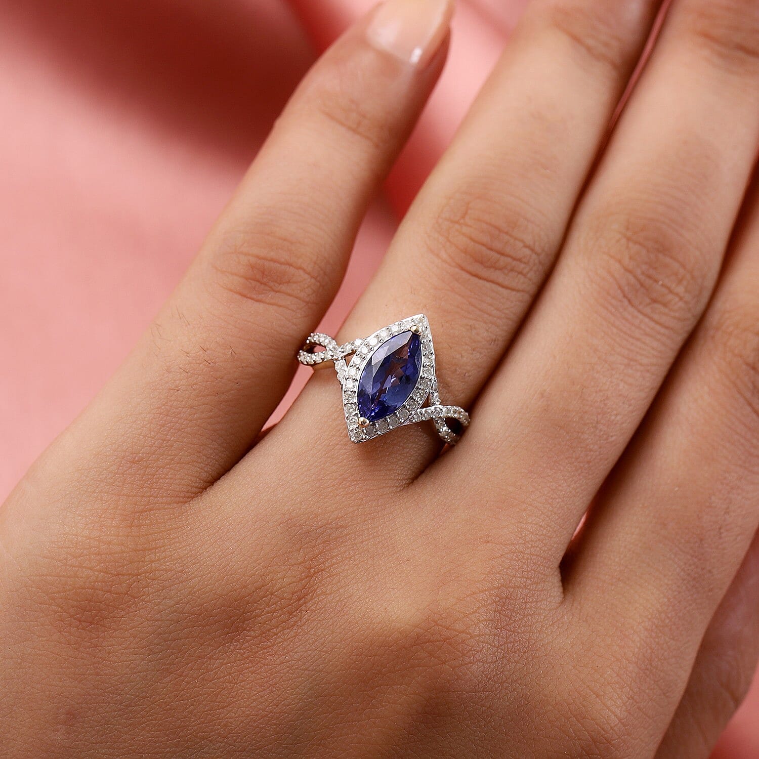 9K Yellow Gold Tanzanite and Diamond Ring 2.20 Ct.