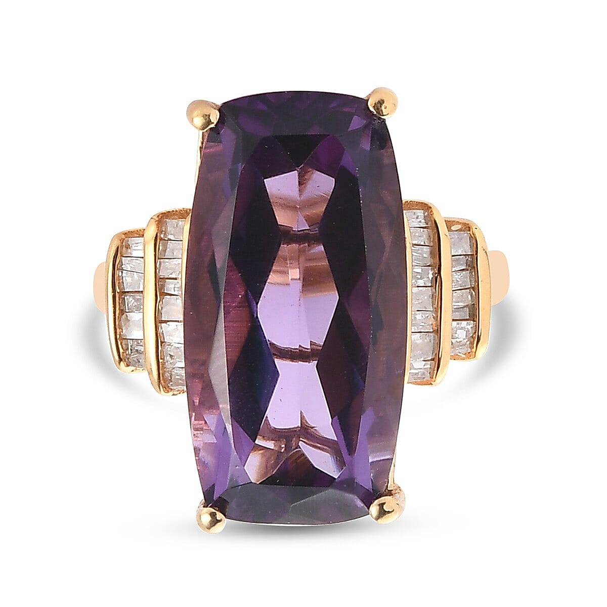 Lusaka Amethyst and Diamond Ring in 14K Gold Overlay Sterling Silver