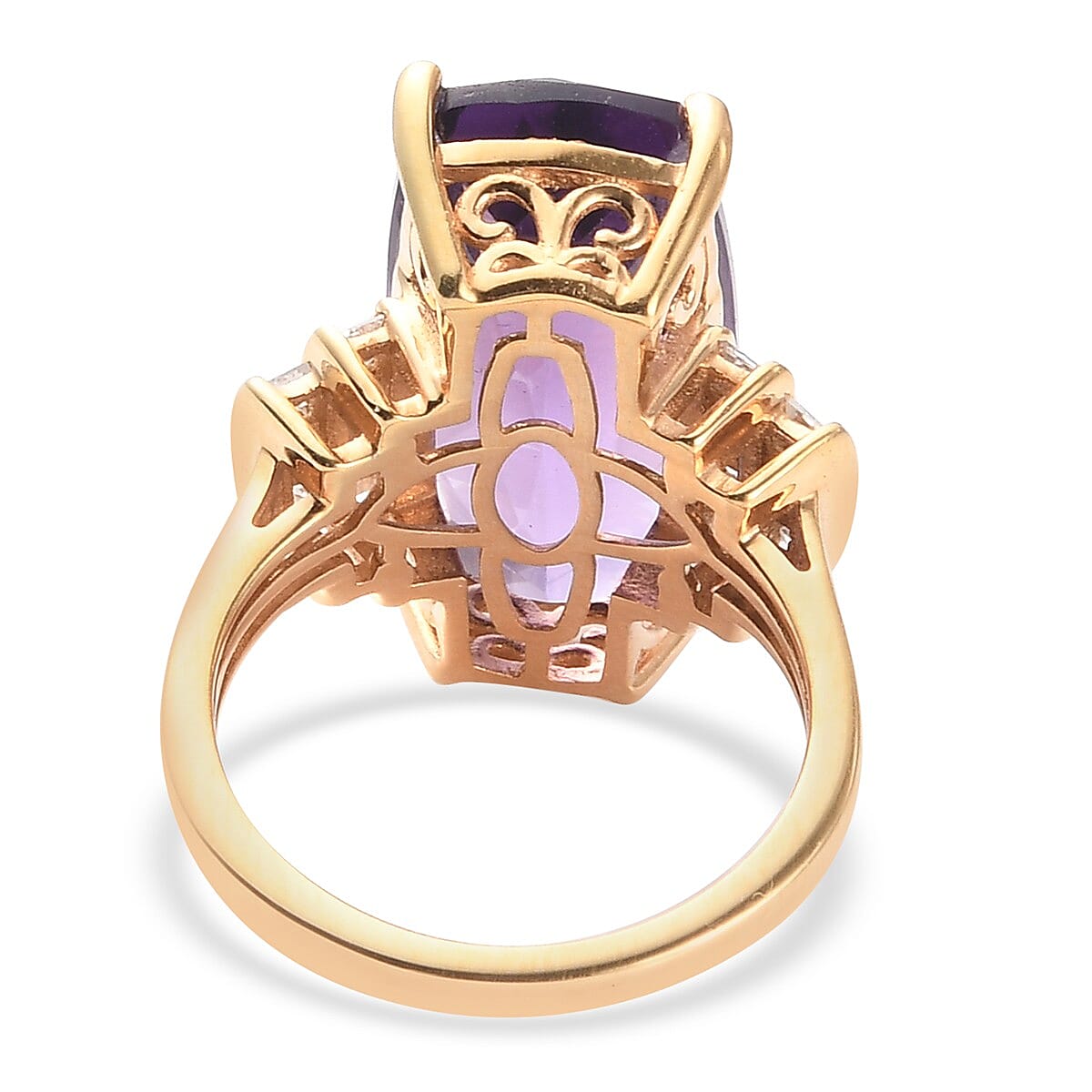 Lusaka Amethyst and Diamond Ring in 14K Gold Overlay Sterling Silver