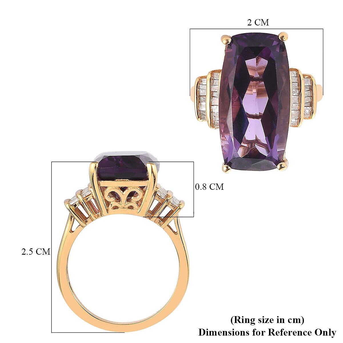 Lusaka Amethyst and Diamond Ring in 14K Gold Overlay Sterling Silver