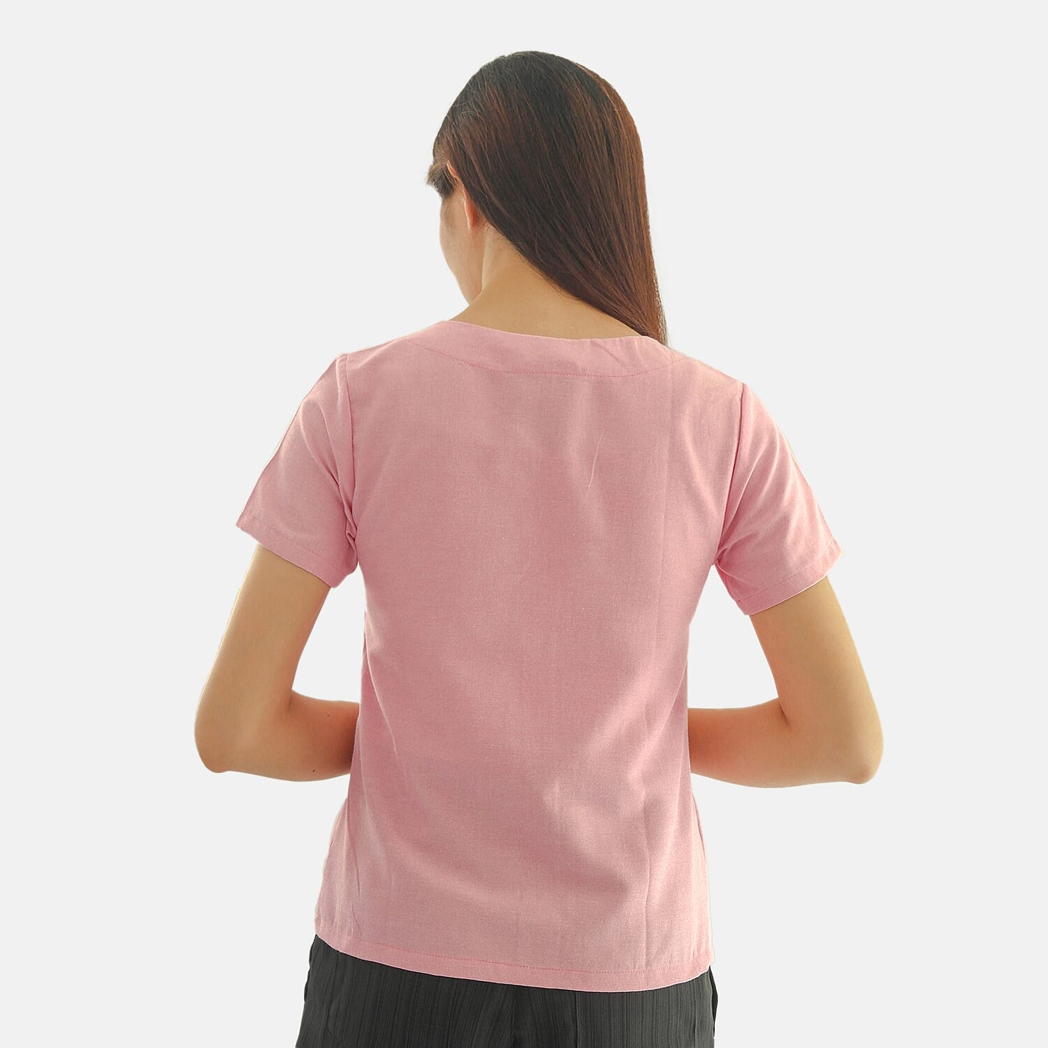 Women Short Sleeves Top (Size L) - Coral Pink