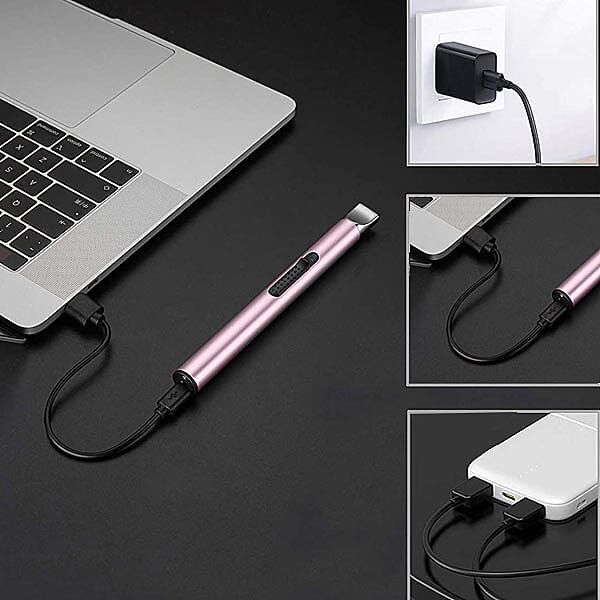 Electric Rechargeable Arc Lighter with Retractable Head - Rose Pink