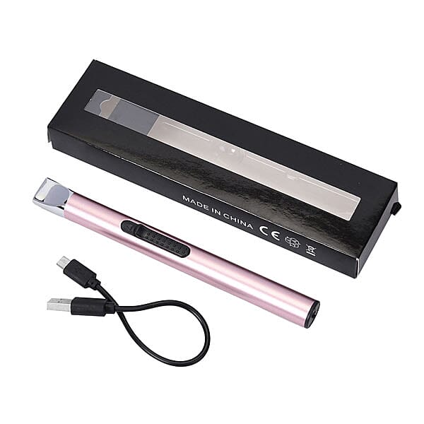 Electric Rechargeable Arc Lighter with Retractable Head - Rose Pink