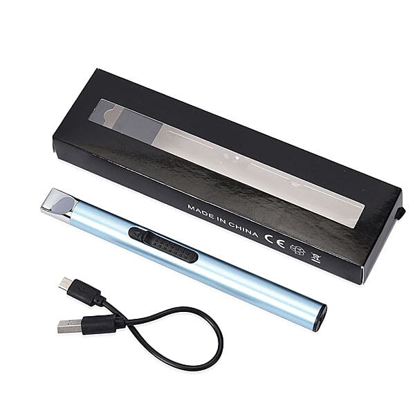 Electric Rechargeable Arc Lighter with Retractable Head - Light Blue