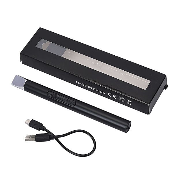 Electric Rechargeable Arc Lighter with Retractable Head - Black