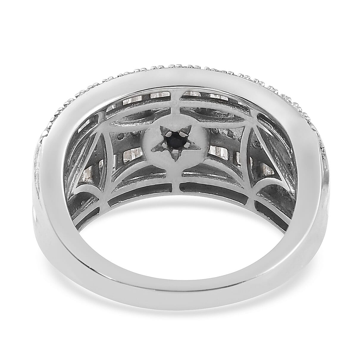 GP Diamond and Kanchanaburi Blue Sapphire Ring in Platinum Overlay Sterling Silver 1.160 Ct.