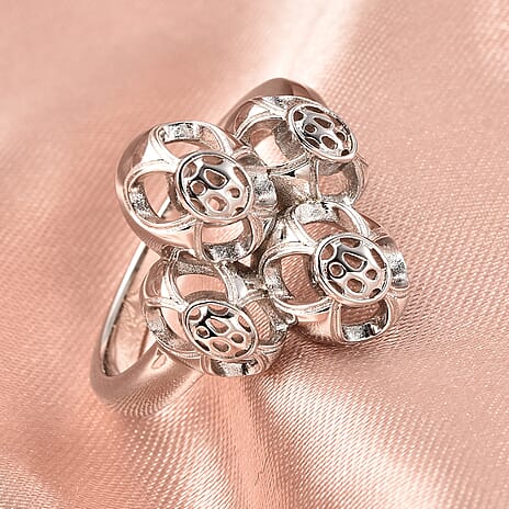 Rachel Galley Art Deco Collection - Rhodium Overlay Sterling Silver Ring, Silver Wt 5.47 Gms