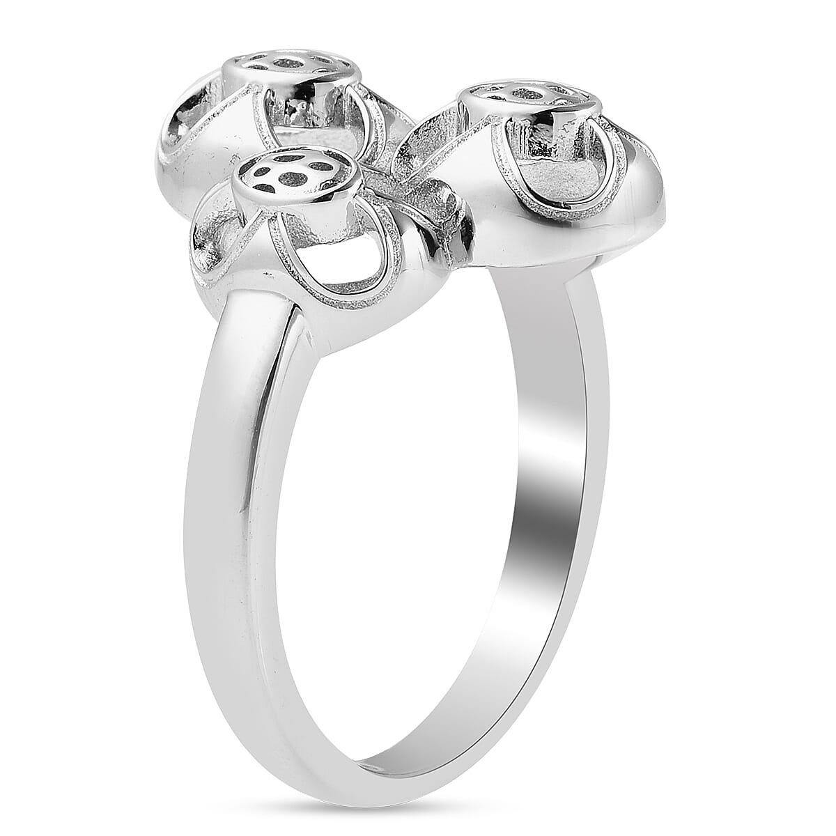 Rachel Galley Art Deco Collection - Rhodium Overlay Sterling Silver Ring, Silver Wt 5.47 Gms