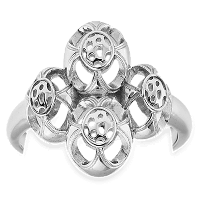 Rachel Galley Art Deco Collection - Rhodium Overlay Sterling Silver Ring, Silver Wt 5.47 Gms