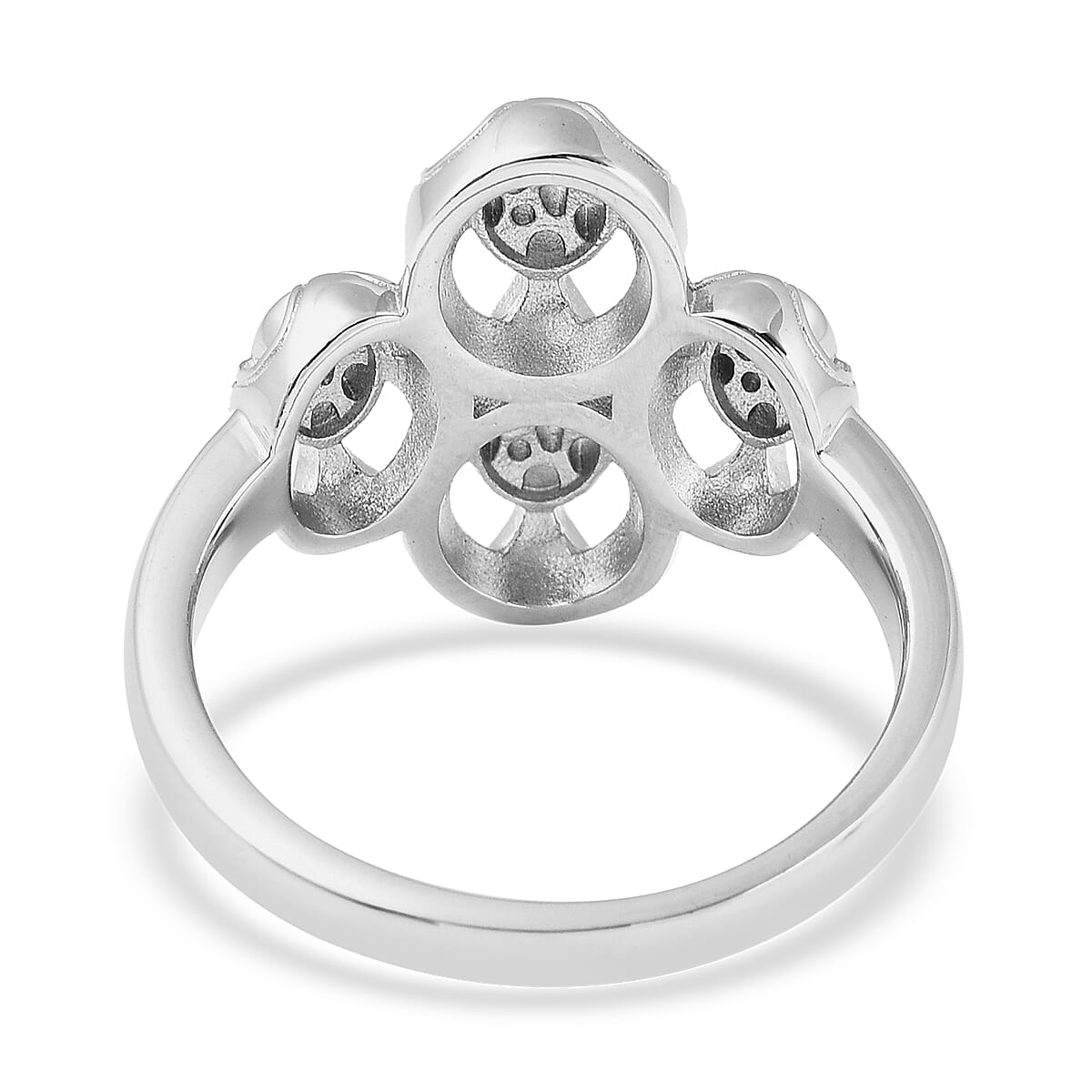 Rachel Galley Art Deco Collection - Rhodium Overlay Sterling Silver Ring, Silver Wt 5.57 Gms