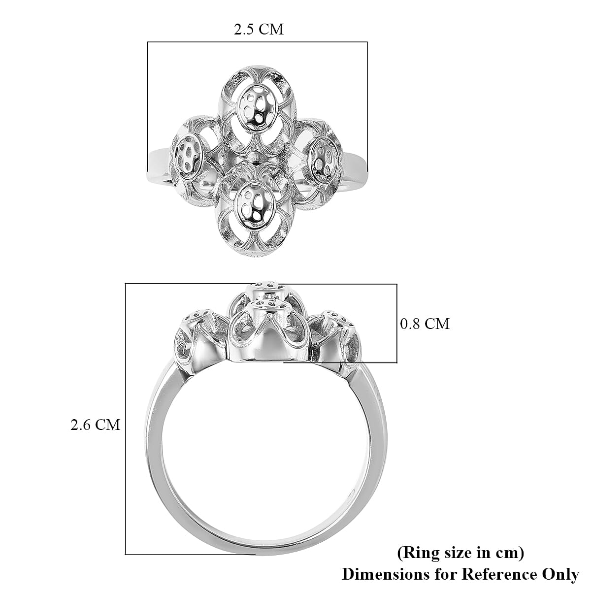 Rachel Galley Art Deco Collection - Rhodium Overlay Sterling Silver Ring, Silver Wt 5.57 Gms